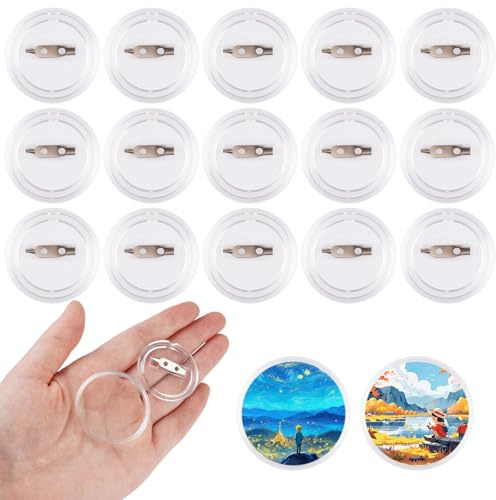 40 Stück Buttons Selber Machen, 38mm Buttons Anstecker, DIY Transparente Button, Anstecker Selbst Gestalten, Button Zum Selbstgestalten mit Anstecknadel, für Bild, Foto, Kleidung