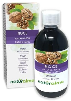 Noyer (Juglans regia) écorce des fruits ou péricarpe (brou de noix) et feuilles Teinture Mère sans alcool Naturalma - Extrait liquide gouttes 500 ml - Complément alimentaire - Végétalien ou végan