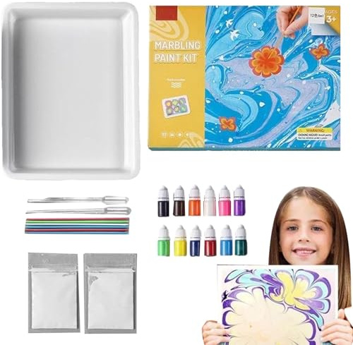 Wassermalerei-Set, Marmormalerei-Set für Wasserfarben, kreatives Spielzeug, Urlaubsspielzeug für Mädchen und im Alter von 6 7 8 9 10 11 12