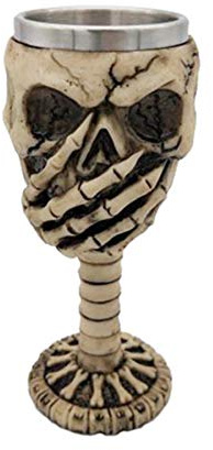 BAYINBROOK 3D Calice Teschio in Acciaio Inox, Calice Gotico a Forma di Teschio, Idea Regalo Halloween Creativa, Bicchiere Unico in Stile Vintage (A)