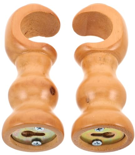 DOITOOL 2 Pcs Wooden Curtain Pole Brackets 28mm - Solid Wood Rail Holders | 11.5x4.5cm Natural Wood Roman Ra-il Mounts, Heavy Duty 28mm Support Holders for Bedroom & Living Room Window Drapes (2 Pcs)