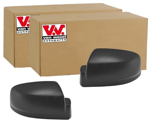 2x Van Wezel Spiegelkappen Schwarz Rauh | 3081841 + 3081842 Kompatibel mit Vito / Mixto Kasten (W639),Vito Bus (W639)