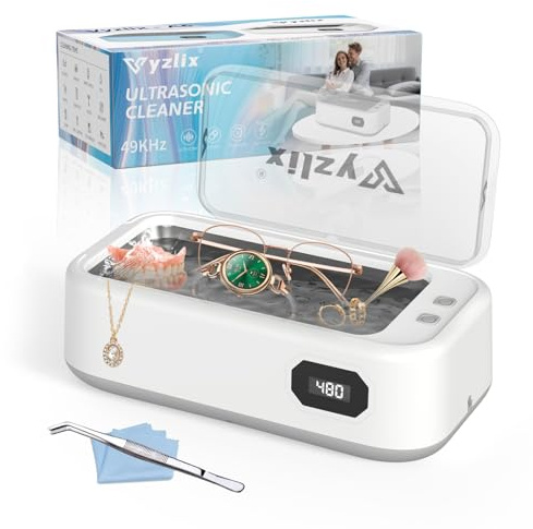 Nettoyeur Ultrasons 49 kHz, Ultrasonic Cleaner 640 ml, 5 Modes De Minuterie | Nettoyeur Ultrason Bijoux Grand Volume, Lavage 360° HF, Nettoyeur Ultrasons Lunettes, Bijoux Lunettes Dentaire Pinceaux