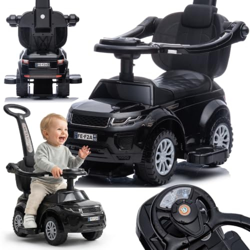 Voiture pour Enfants à Pousser et Glisser, à partir de 1 Ans, avec klaxon et Musique, Espace de Rangement sous Le siège (Noir)