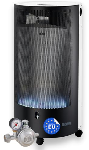 ROWI Gas-Heizofen Blue Flame 4200W Pure Premium inkl. Doppel-Druckregler & Thermostat | Geeignet für Innen- und Außenbereich & Gewerbe I Einfacher Transport | Hohe Sicherheit/Made in Europe
