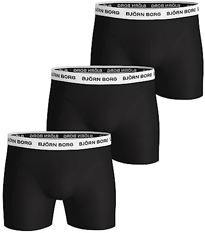 Björn Borg Herren Shorts Noos Contrast Solids 3P Boxershorts, Schwarz (9999-1028-90011), L (3er Pack)