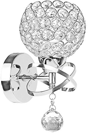 Onerbuy Moderno aplique de pared de cristal Lámpara de aplique de iluminación Espejo E14 Lámpara de montaje en pared de zócalo decorativo para la cabecera, Porche, Pasillo