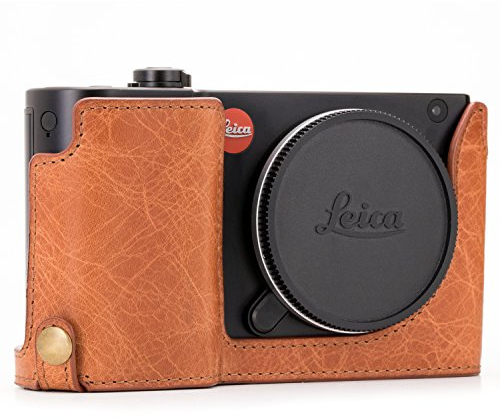 MegaGear Ever Ready Echtleder Kamera-Halbtasche mit Trageriemen und Batteriezugang für Leica TL2, TL braun
