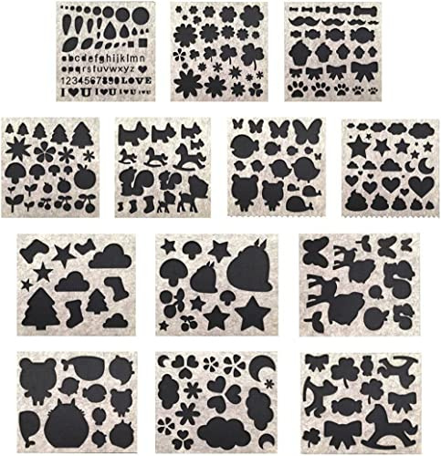 Hyamass Nadelfilz-Schablonen und Applikationsvorlagen, verschiedene Formen für Blumen-/Tierfilz-Projekte für Bastelarbeiten, Stickereien und Wollfilzprojekte, 13 Stück