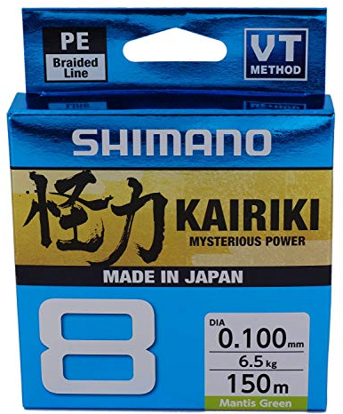 SHIMANO Kairiki 8, 150 Meter, Mantis Grün, 0.230mm/22.5kg, 8fach Geflochtene Angelschnur, 59WPLA58R07