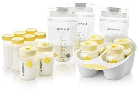 Medela Kit de rangement pour lait maternel avec récipients et fournitures d'allaitement, organisateur de lait maternel, fabriqué sans BPA
