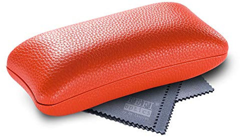 FEFI Custodia rigida per occhiali in forma originale, con panno in microfibra di alta qualità, arancione (Large), XL