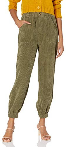 KENDALL + KYLIE Damen-Jogginghose mit gesmoktem Taillenbund und aufgesetzten Taschen, Kylie Green, 3XL Große Größen