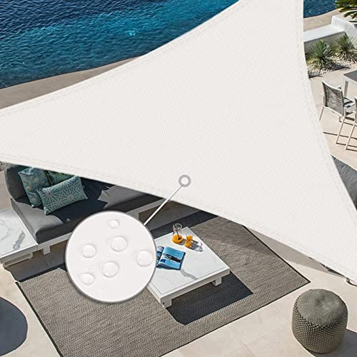 Sunnylaxx 5x5x5m Crema Tenda a Vela Triangolare Vela Ombreggiante, Impermeabile Vele Parasole Protezione UV per Esterno, Giardino e Terrazza, Piscina