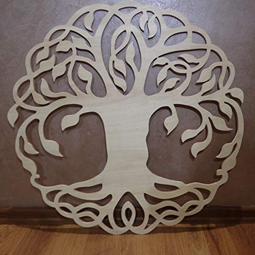 Décoration murale celtique arbre de vie en bois naturel, arbre de l'infini