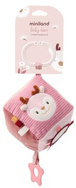 Miniland – Mobile für das Kinderbett – Sensorischer Würfel mit Beißring, Rassel und Spiegel – stimuliert die Sinne ab 0 Monaten (Baby Deer)