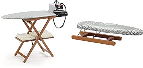 Arredamenti Italia Astir Plegable de Plancha en Madera de Haya, Textil + Mangas Stiromanicas, Color: Cerezo