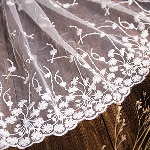 5 Yard Vintage Bestickter Spitzenbesatz Spitzenborte Dekoband Spitzenband Spitzenbordüre Zierband Spitzenstoff für Nähen Brautschleiern Petticoats Hochzeitskleid Hochzeit Deko 32cm Breite,B Weiß