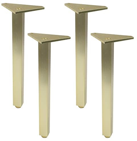 Geesatis 12 Inch Heavy Duty Adjustable Table Legs - Set of 4, 1000lbs Capacity, Aluminum Alloy Furniture Legs for Desks, Cabinets, Sofa & Bed with Pre-Attached Screws (Gold)