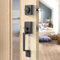 Natsukage Front Door Handle Front Door Lock Set Matte Black Entrance Handle Set with Lock Heavy-Duty Entry Door Lock Set with Deadbolt and Lever Handle Reversible for Right & Left Handed Modern