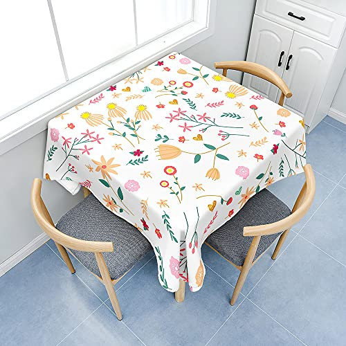 Chickwin Tischdecke Wasserdicht Lotuseffekt Quadratisch Tischdecke 3D Bunte Blumen Muster Polyester Tischdecken Abwaschbar Pflegeleicht Picknick Outdoor Gartentisch (200x200cm,Gelbe Blätter)