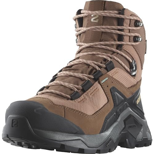 SALOMON Women’s Quest Element Gore-Tex, Waterproof Neutral Leather Hiking Boots, Mocha Mousse/Pewter/Marine Blue, 38 EU