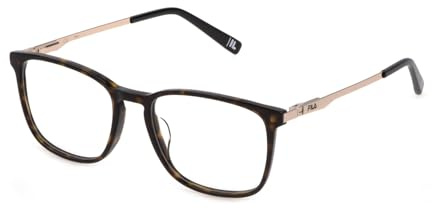 FILA Quadratisch Edelstahl Brillen in Glänzend Dunkel Havannafarben für Herren, Brille mit Sehstärke, optional mit Sonnenbrillen tönung oder Blaulichtfilter (Modell VFI295)