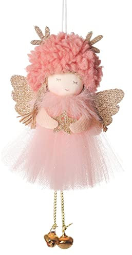 Weihnachtsbaum Plüsch Hängende Ornamente, Weihnachtsanhänger kleine Engel Figure aus Plüsch Weihnachten Engel Anhänge Weihnachtsdeko zum Aufhängen für Festliche Home Party Kinder Rosa