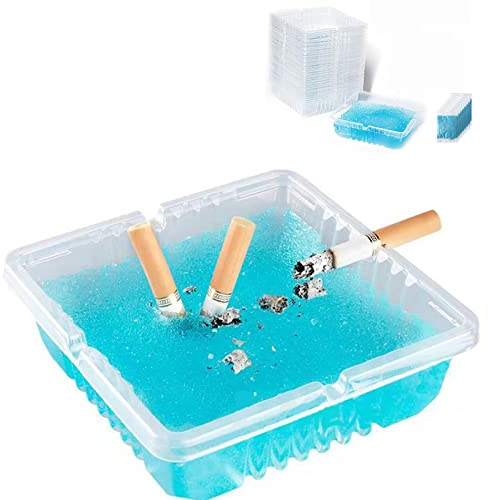 Lot de 30 cendriers jetables pour cigarettes d'extérieur, cendriers sans fumée pour intérieur, cendrier portable et coupe-vent, purificateur de fumée bleu avec sable (bleu)