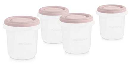 Miniland Set 4 Hermisized Blush 200 ml, Pack 4 luftdichte Behälter mit Maßeinteilung (200 ml), sicher, robust und spülmaschinenfest, mikrowellen- und gefriergeeignet, Kollektion Terra.