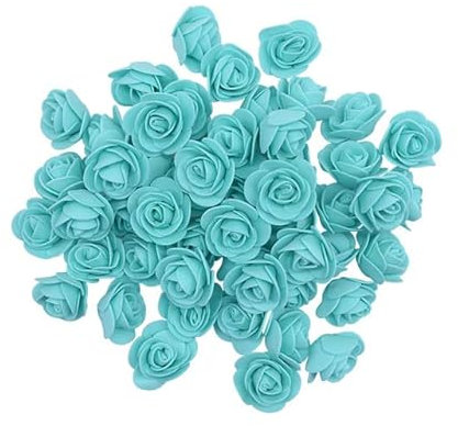 BHADANI 200/100/50 Künstliche Rosenköpfe Schaum 3,5 cm Künstliche Blumen für Rose Hochzeit Party Blumendekorationen-Petrol,50Stk