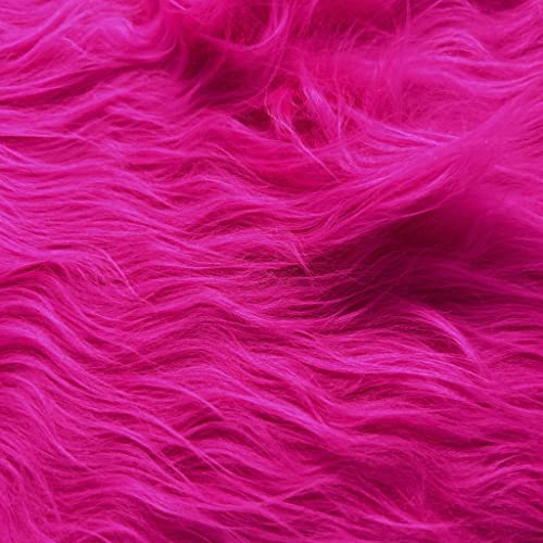 Zottelstoff Largo 0,5m - extra langem Flor/Zottel von 6cm - Ökotex Standard und Waschbar Fellimitat Flokatistoff Kuschelstoff Meterware (Fuchsia)