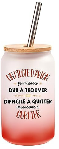 Planetee Verre Cocktail Un Pilote d'avion Formidable | Idée Cadeau Verre à Eau avec Paille