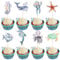 Xsstarmi 32 Pack Ocean Animal Cupcake Toppers Under the Sea Animal Creature Cupcake Toothpicks Decorations for Ocean Theme Baby Shower Birthday Party Cake Decorations