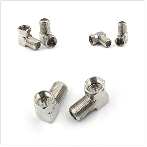 AANAN 5pcs 90 Degree Right Angled TV Aerial Cable Connector RF Coaxial F Female Socket To TV Male Plug Coaxial Connector