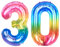 Ponmoo 40 Zoll Foil Luftballon Zahlen 30 Neon Regenbogen (101cm), Helium oder Luft, Riesige Folienballons Nummer 0-100, Große Ballons für Hochzeitstag und Geburtstagsparty Ballon Dekoration
