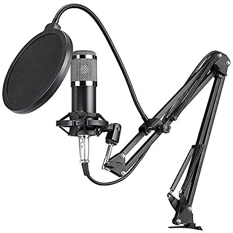 BM800 Microphone à condensateur professionnel Podcast Équipement de diffusion en direct Micro USB Microphone de studio avec bras Support Équipement d'enregistrement de musique pour studio