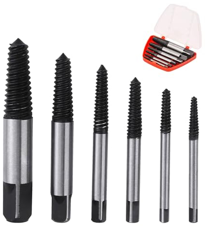 Goiern Lot de 6 extracteurs de vis professionnels - Kit d'extracteur de vis à gauche - Pour vis endommagées, tuyaux, M3-M25, extracteur de vis