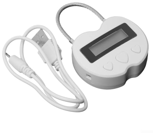 Smart Time Lock, elektronischer Timer, zeitgesteuerte Schlösser, multifunktionales digitales Zeitschloss mit LCD-Display, Reise-elektronischer Timer, USB-Aufladung (weiß)