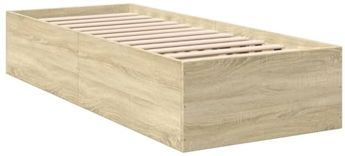 vidaXL Estructura de Cama Madera de ingeniería Roble Sonoma 100x200 cm, Muebles de Dormitorio, Camas, Cama Individual, Cama, somier, Cama de Panel