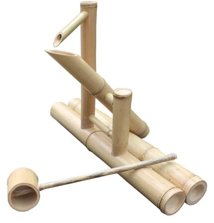 ZBJDX Traditioneller Japanischer Schaukelbrunnen, Hofbrunnen Mit Universeller Wasserpumpe, Handgefertigter Bambus Regaltopf Für Den Außenbereich