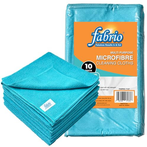 FABRIO Paño de Limpieza de Microfibra, Azul, 40 x 40 cm, Paquete de 10