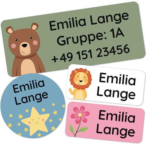 melu kids® Namensaufkleber Kinder Set für Kleidung & Gegenstände (150 Stück) Namensetiketten für Kindergarten/Schule, Selbstklebend und waschmaschinenfest - rosa