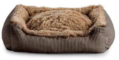 Gutekissen® Shaggy Hundebett Kleine Hunde - Hundekissen Waschbar - Farb- und Größenwahl (XXL - 110x90, Braun)