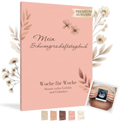 HuBorns - Journal de Grossesse pour Capturer Chaque Moment Hebdomadairement, Livre Grossesse Future Maman avec Espace pour Photos et Ultrason, Livre De Grossesse à Remplir pour Préparer l'Accouchement