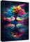 Cadre en bois Impression sur Toile Arbre De Vie Bleu Rouge Tableau Image sur Toile Arbre Nuit étoilée Paysage De Rêve Tableau Decoration Murale Salon Chambre Coucher Salle de Bains Couloir 30x40cm