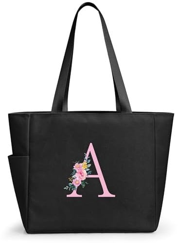 KALIDI Handtasche Damen A-Z Reißverschluss Schultertasche,Personalisierte Initialen Tragetasche Geschenke für Damen,Strand,Reisen,Einkaufen,Schule