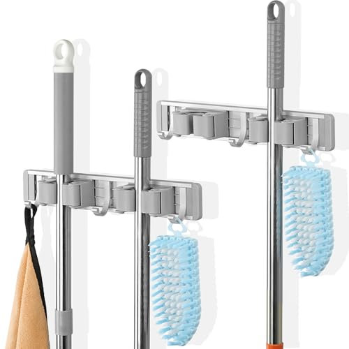 GRKJGytech Soporte para escobas de pared, 2 soportes para escobas de pared, sin taladrar