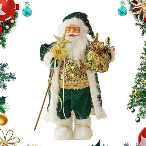 Sionhiuo Realistische Weihnachtsmann Figur, Weihnachtsmann Ornament Figur, Weihnachts Weihnachtsmann Puppen, 30 cm Großer Weihnachtsmann Weihnachtsschmuck, Stehende Weihnachtsmann Figur