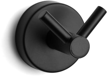 Kapitan Gancio doppio per asciugamano, porta asciugamani, gancio appendiabiti in acciaio inox spazzolato, nastro adesivo senza foratura, montaggio a parete, prodotto nell'UE (nero opaco)